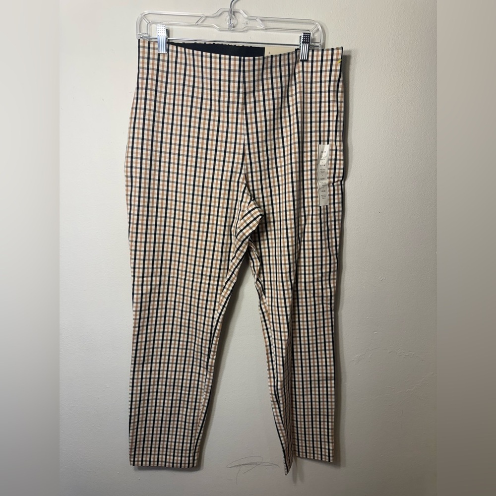 A New Day Women's Plaid Skinny Ankle Mid-Rise Side-Zip Trousers Size 12R